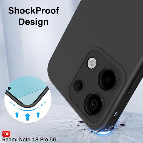 Image of TheGiftKart Liquid Silicon Back Cover Case for Mi Redmi Note 13 PRO 5G | Stylish Camera Protection Module | Micro-Fibre Lining Inside | Shockproof Back Cover for Redmi Note 13 Pro (Silicone, Black)