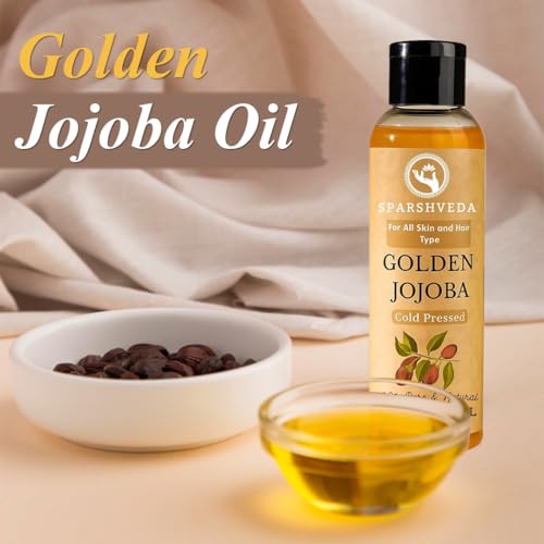 Image of Jojoba Oil | 100% Pure & Cold Pressed Carrier Oil for Face, Hair & Body | Lightweight Non-Sticky Moisturiser for Oily & Dry Skin | Helps Control Acne, Frizz & Dryness | 120 ml