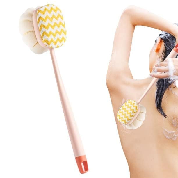 Image of Back Scrubber Shower Brush, Long Handle for Shower, Back Scrubber for Shower with Loofah and Exfoliating Mitt, Shower Brush for Bath Dry Brush, Body Brush for Men Women (M, 1, count)
