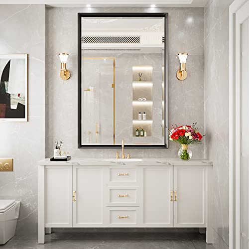 Ftoti 36X24 Inch Bathroom Mirror For Wall,Metal Black Framed Vanity Bathroom Mirror,Modern Rectangle Farmhouse Mirror,Beveled Edge,Hangs Horizontally Or Vertically #TOP1