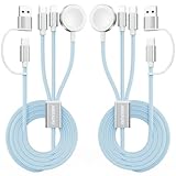 Blue-Travel Essentials 3イン2 USB Cケーブル 腕時計充電器 携帯電話充電器 USB C マルチ高速充電ケーブル Watch Ultra/SE/10/9/8/7/6/5/4/3/2/1 & Phone 16/15/14/Galaxy S23-4FTに対応