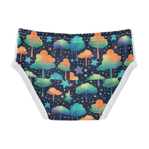Boys' Exclusive Briefs Toddler Underwear 95% Combed Cotton Boxerbriefs 2T Colorful Tree and Star Night 972