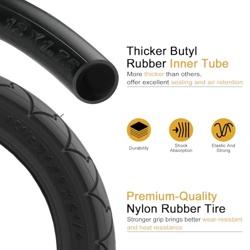 Front 12/12.5×1.75/2.125/2.25 Tires and Tubes, 12.5