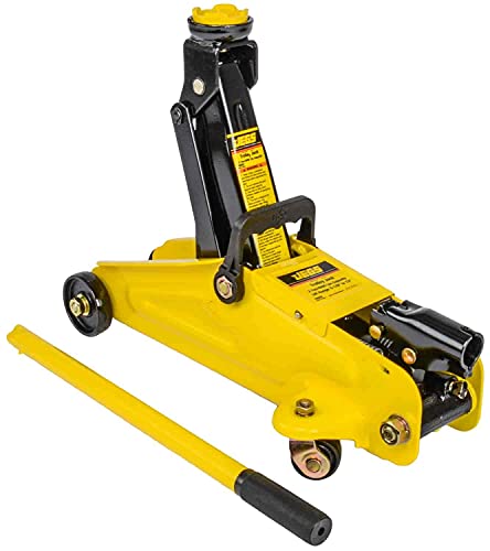 Jegs Hydraulic Utility Floor Jack And Jack Stands | 2-Ton Capacity | Heavy Gauge Steel Frames | Powder Coated Black And Yellow | Heavy Duty Caster Wheels On Floor Jack #TOP3