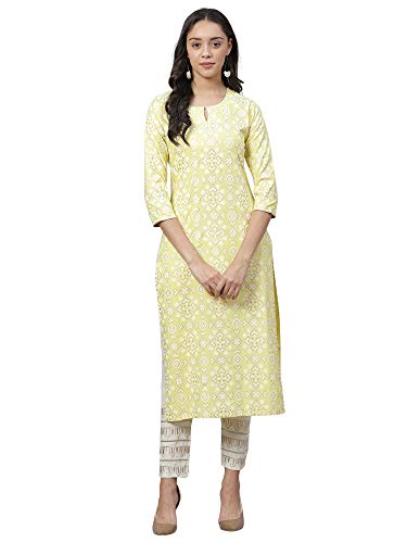 Image of INDO ERA Women's Viscose Rayon Floral Straight Kurta(IE27KT5PK1716)