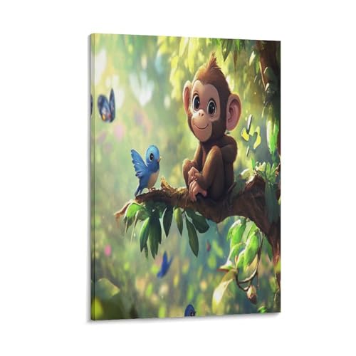 Peinture sur toile de singe mural 30x45cm décoration salon