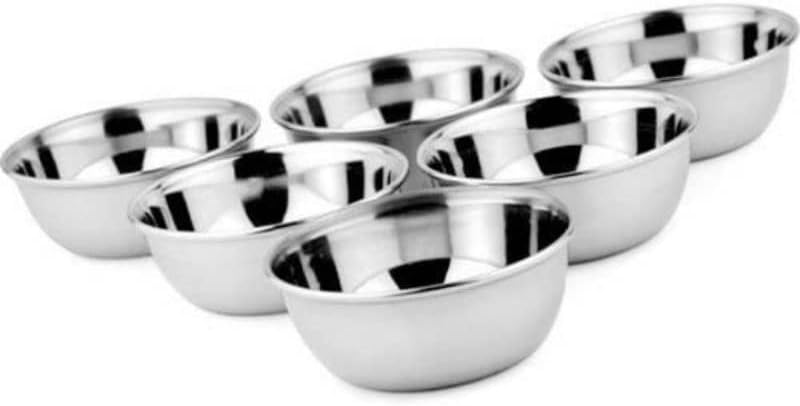Serving Bowls Steel Bowls Soup Bowls Steel Katori Set Of 6 Color Silver