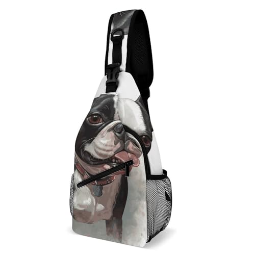 Sac à bandoulière Boston Terrier ajustable contre le mal de dos en randonnée