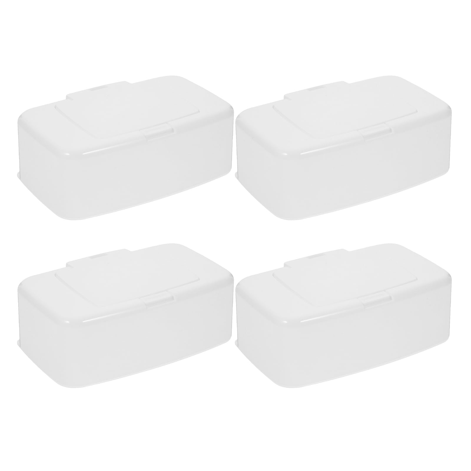 Toddmomy Porta Salviette Umidificate Portatile in Pp Bianco con Coperchio Ermetico, Scatola Salvaspazio Ricaricabile 4 Pezzi Adatta per Bagni e Soggiorni