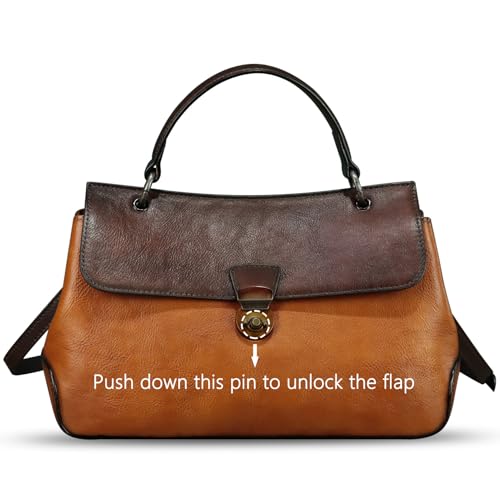 Image of Genuine Leather Handbag Satchel for Women Retro Leather Crossbody Bag Pouch Vintage Ladies Handbag Purse