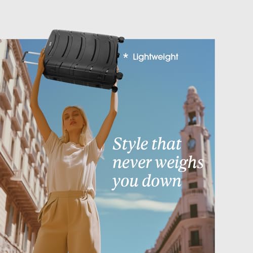 Image of Skybags Large Curve Size Hard Luggage (76 Cm) | Polypropylene Spinner Luggage Trolley with 8 Wheels| Black | Unisex, 50 Cm