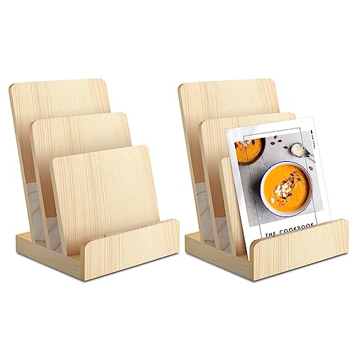 DOSTATNI 3 Tier Pine Wood Pamphlet Display Stand Brochure Holder 6 x 9 Literature Stand Postcard Holder Display Stand Flyer Holder Magazine Rack for Pamphlet Magazine Booklets Menu