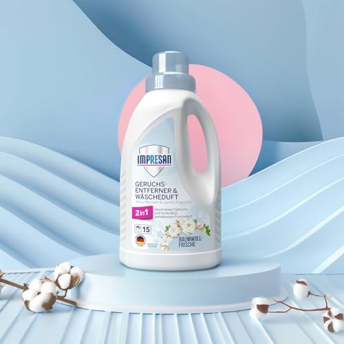 IMPRESAN Geruchsentferner und Wäscheduft | 2in1 neutralisiert Gerüche und hinterlässt langanhaltenden, frischen Duft | Für alle Textilien geeignet | 450ml