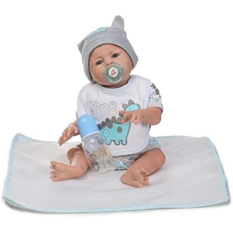 iCradle Reborn Baby Dolls 18 inch 45cm Full Body Vinyl Silicone Reborn Toddler Doll Realistic New Reborn Boy Dolls Looking Real Lifelike Anatomically Correct Magnetic Mouth Dummy Fashion Dolls Cover