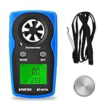 Wind Speed Meter - BT-817A Handheld Anemometer Digital Gauge Thermometer Air Velocity & Temperature Measurement for Windsurfing Shooting Sailing Pocket Weather Station