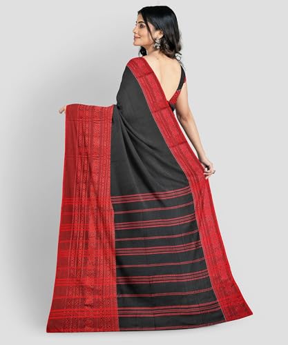 Image of eC ESHA'S COLLECTION Women's Cotton Blend Begumpuri Handloom Saree With Unstitched Running Blouse Piece