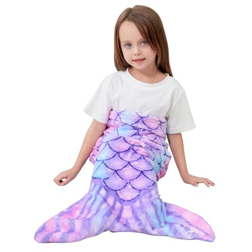 image for Viviland Mermaid Tail Blanket - Plush Mermaid Wearable Blanket for Gir