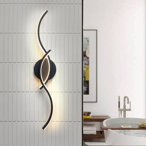 Image of EDISLIVE 24 Inch Black LED Vanity Light, 15W Dimmable Modern Wall Sconce, 3000K Warm White Linear Fixture with Acrylic Strip Shade for Bathroom Mirror Bedroom Makeup
