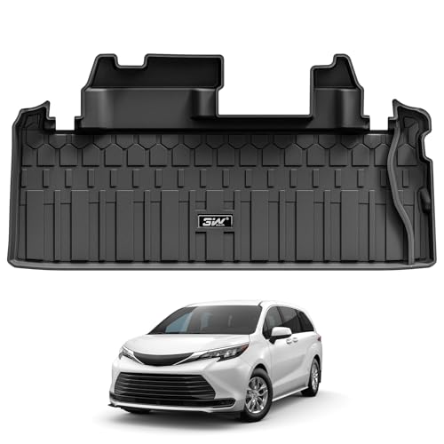 Image of 3W Cargo Mat Custom Fit for 2021-2026 Toyota Sienna, TPE Trunk Mat for Sienna 7 Seat & 8 Seat Car Accessories, Heavy Duty Cargo Liner