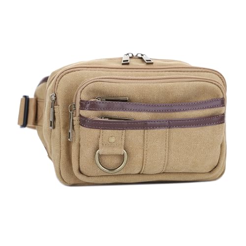 JESSIE & JAMES Klamath Canvas Concealed Carry Belt Bag, Adjustable Crossbody Fanny Packs for Men Women KHAKI