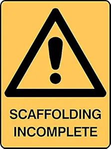 CVANU Scaffolding Incomplete Safety Sign PVC Vinyl (Pack of 20)