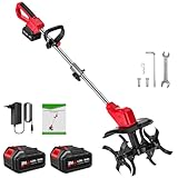 Motozappa a Batteria, Motozappa Elettrica con 2 Batterie 4.0Ah, 21V 550W con Display LED, ...