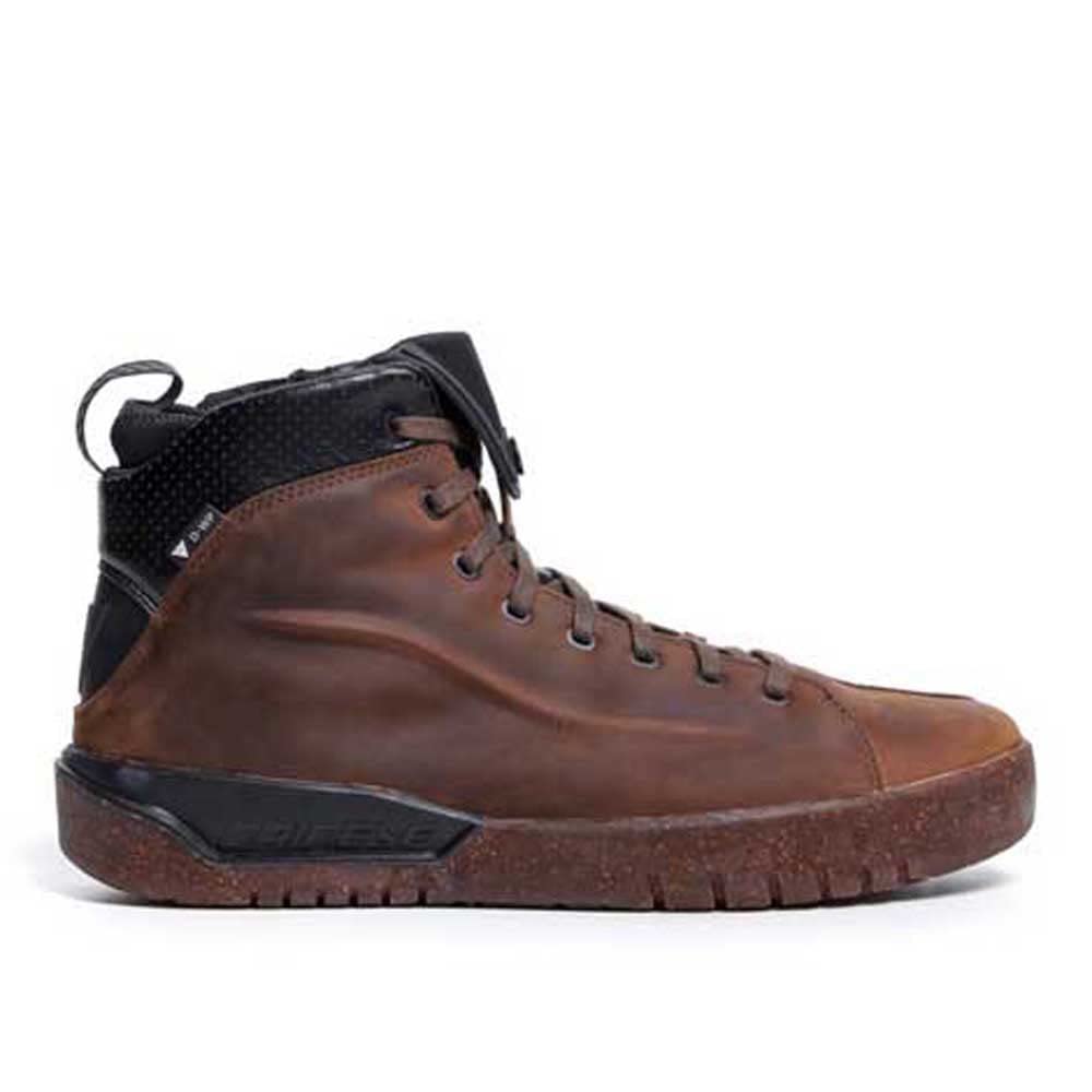 Dainese Metractive D-WP Shoes, Leather Waterproof Motorcycle Sneakers, Men, Brown/Natural-Rubber, 40