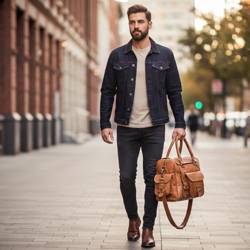 Maletín de cuero para hombre, para laptop 18 pulg. miniatura 2
