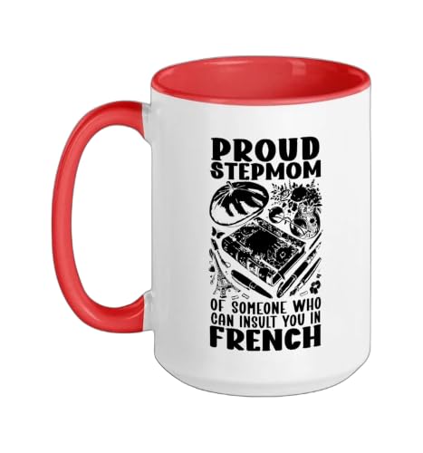French Teacher Stepmom Education France Teaching Ceramic Mug, Red/White, 15oz