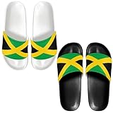 ZCFYGDX Jamaican Flag Minimalist Print Home Slides for Women Men, Quick Drying Shower Slippers, Cloud Slides for Women Indoor, Soft Mens Slides Sandals Comfortable, US Men Size 13 (Black Sole)