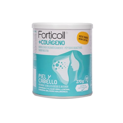 FORTICOLL Colágeno Bioactivo, Complemento Alimenticio, Sin Gluten, Sin Lactosa, Piel y Cabello Regenerador de Tejidos, 270 Gramos