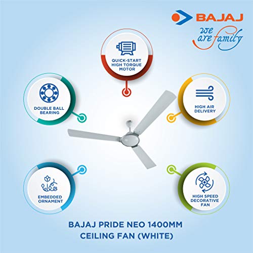 Image of Bajaj Pride Neo 1400mm Ceiling Fan (White)