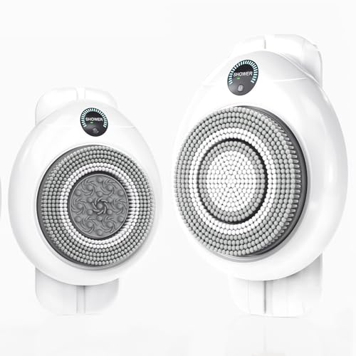 Hiqufet Electric Back Scrubber for Shower Adjustable Height Shower Back Scrubber Wall Mounted 3-Speed & 3 Replaceable Brush Heads IPX7 Hands-Free Back Cleansing and Exfoliating Brush