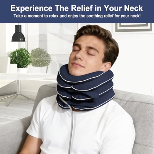 Image of Cervical Neck Traction Device for Home Use, Inflatable Neck Stretcher for Instant Neck Pain Relief, Adjustable Neck Support Brace, Neck Decompression, Neck Extender