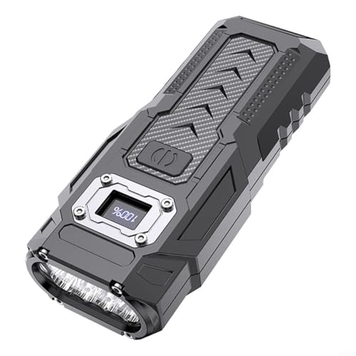 Alanmoship COB LED Flashlight 1200MAh Rechargeable With Magnetic Power Bank, Digital Battery Display And Clip, Multi-Mode For Camping, Hiking, Outdoor Travel, Black