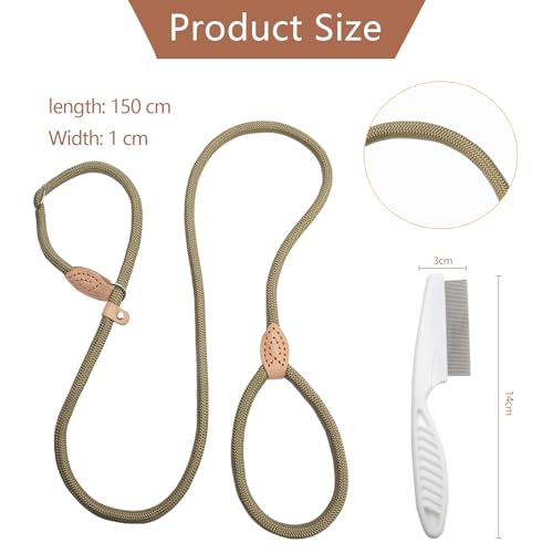 Retrieverleine mit Zugstopp & Hundebürste – 150 cm Hundeleine mit Halsband, einstellbare Anti-Würgen Trainingsleine für kleine & mittlere Hunde, 2-in-1 Leine für Spaziergänge & Pflege