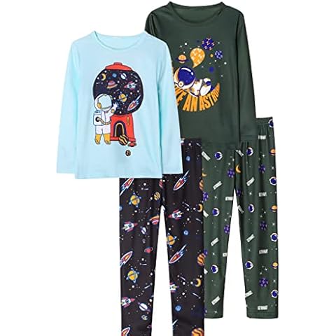 Doctor Unicorn Boys Pyjamas Set Long Sleeve PJs 4-Piece Nightwear Toddler Kids Sleepwear (Astronauts, 9-10 Years) Cover