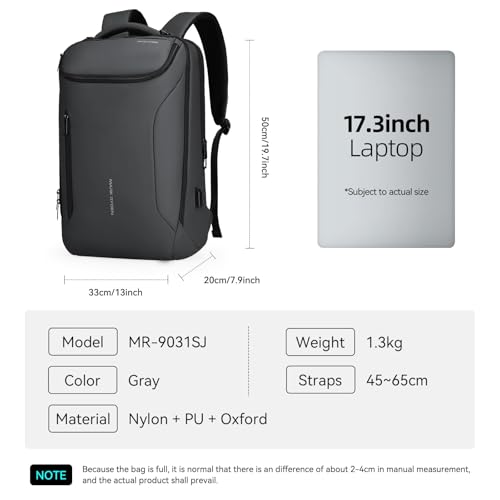 Image of MARK RYDEN Business Backpack for Men, Waterproof High Tech Backpack with Sport Car Shape Design and USB Charging Port, Travel Laptop Backpack Fits 17.3 Inch Notebook