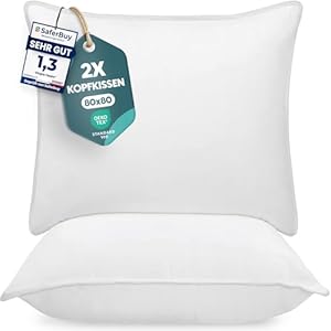 Utopia Bedding KopfKissen (2er Set), 80 x 80 cm Schlafkissen, Atmungsaktiv et Weich Kissen (Weiß)