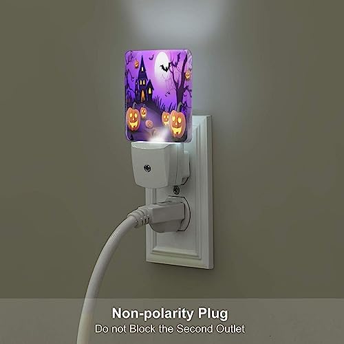 Image of Halloween Pumpkin LED Plug-in Night Light 2-Pack, Auto Sensor Nightlights Set of 2 for Bedroom Bathroom