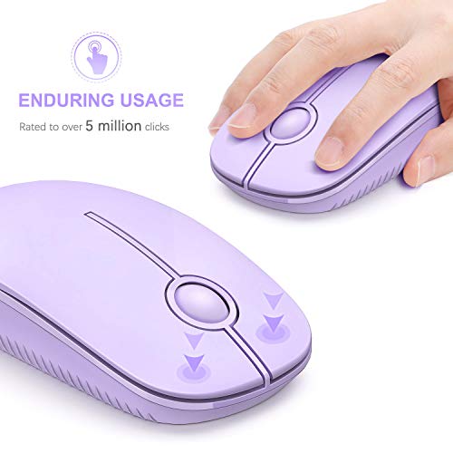 Image of VssoPlor Wireless Mouse, 2.4G Slim Portable Computer Laptop Mouse with Nano Receiver Quiet Silent Optical Mice for Notebook, PC, Laptop, Computer-Light Purple