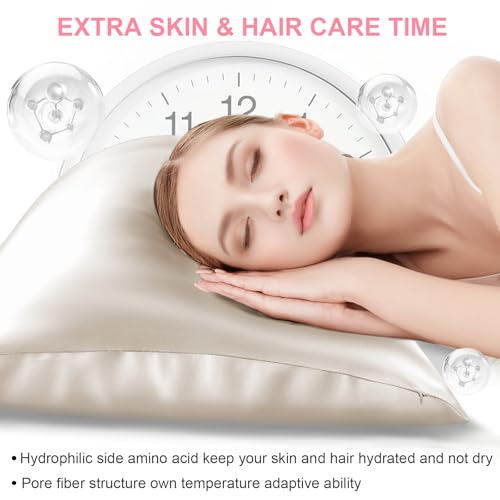 Mulberry Silk Pillow Cases 2 Pack King Size 20x36 Inches with Hidden Zipper, Ultra Smooth and Soft Breathable Cooling Silk Satin Pillowcase Set of 2, Better for Hair and Skin, Gifts for Women Men