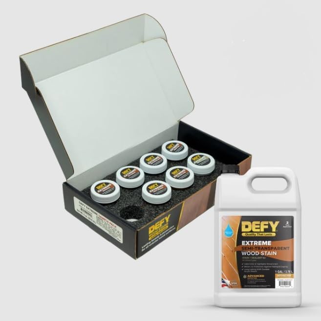 Muestras de color de barniz para maderas de exterior semitransparente Defy Extreme 1 Oz
