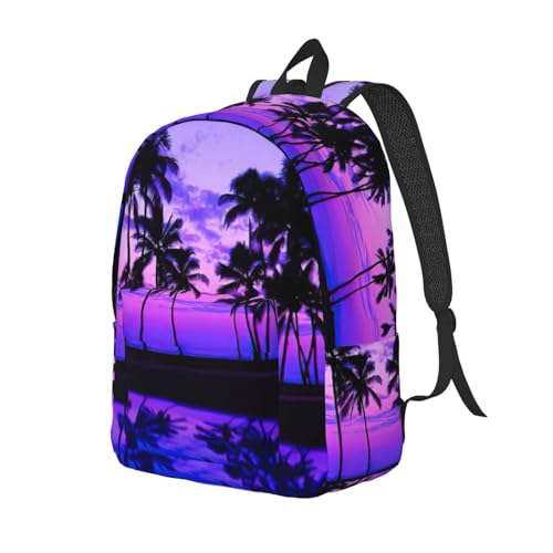 Sac à dos de voyage imprimé palmier violet pour protéger votre ordinateur à l'université - 2