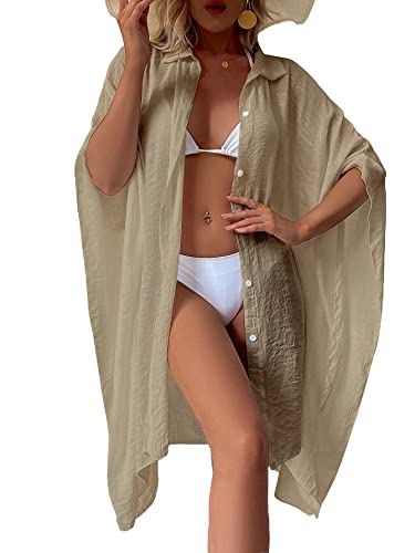 Verdusa Women's Batwing Sleeve Semi-Sheer Beach Kimono Cover Up