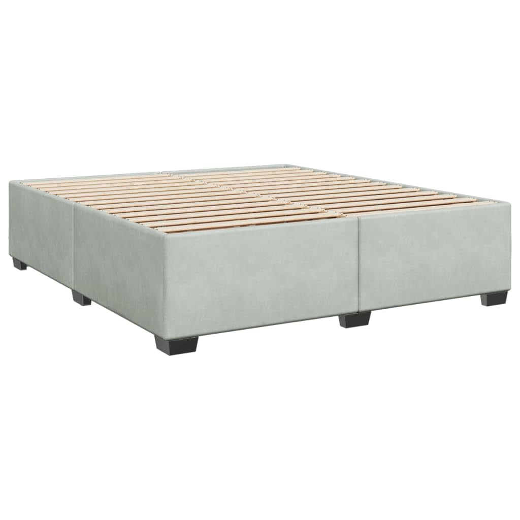 Letto in Velluto Imbottito Grigio Chiaro Giroletto 200x200 cm