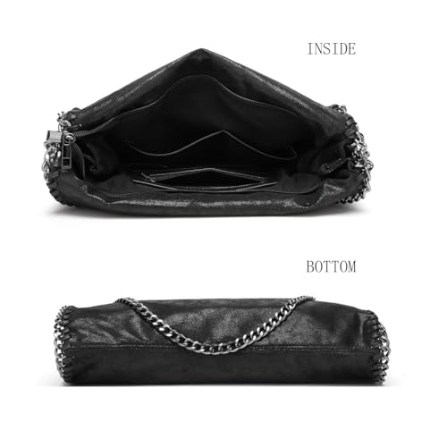 Bolso Hobo Grande de Cuero Sintético con Cadena para Mujer miniatura 5