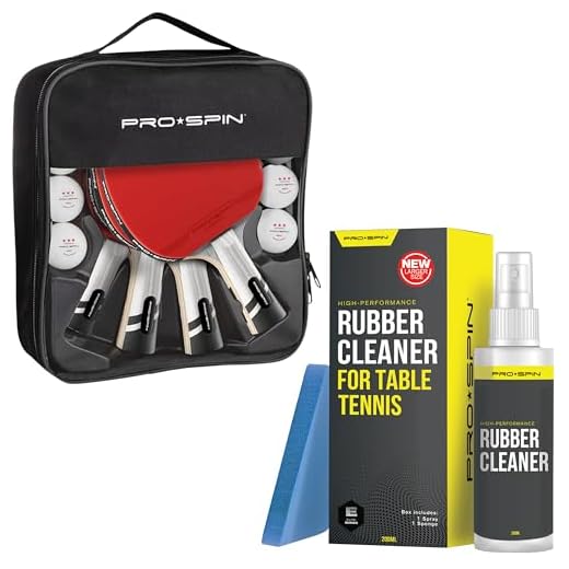 PRO SPIN Competition Set Ping Pong Paddles & Rubber Cleaning Kit | Premium Carbon Table Tennis Rackets | Preserve Rubber & Restore Tackiness | 200ml Rubber Cleaner & Sponge Included