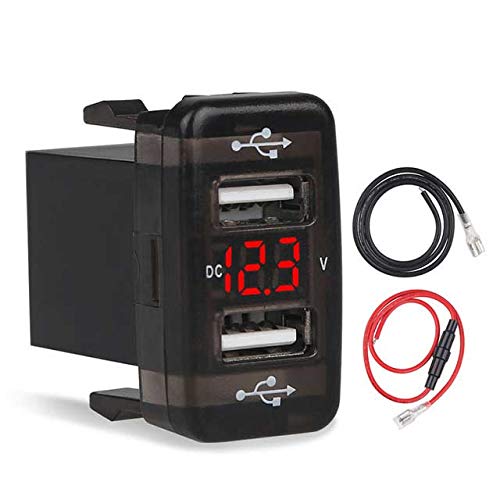 zmart 赤 トヨタ対応 TYPE-B 5V 2.1A 2口 USB アダプター ソケット 車 充電器 急速充電 スマートフォン タブレット 電話 12-24V LED 電圧計 シガーソケット カーチャージャー QC3.0 PD対応 電圧 電流 USBポ