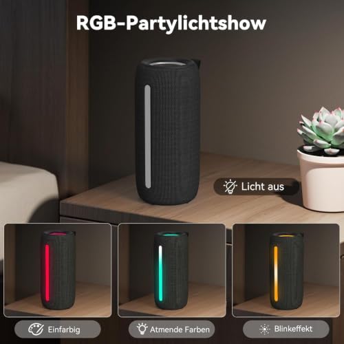 Miniatura 4 de oraolo Altavoz Bluetooth Pequeño, Altavoz Portatil Bluetooth 5.4, Mini Altavoces Ducha, 30H Reproducción, IPX7 Resistencia al Agua, TWS/AUX/TF, Adecuado para Exteriores/Fiestas/Viajes (Negro)